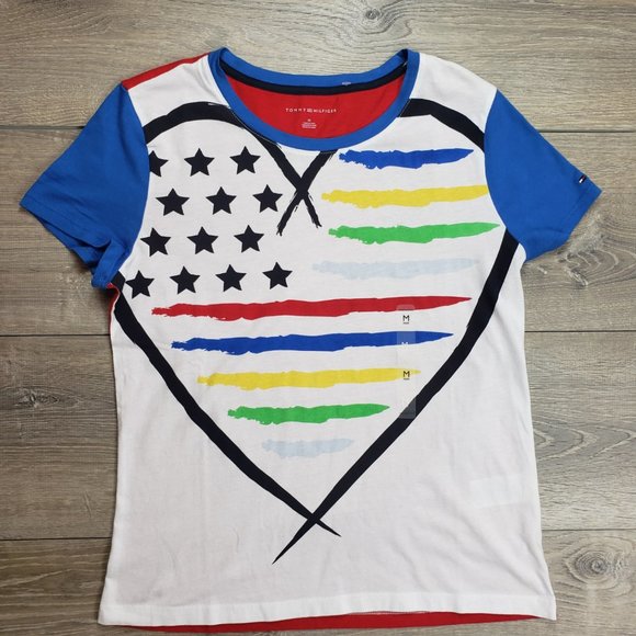 TOMMY HILFIGER WOMEN GRAPHIC FLAG SIZE MEDIUM - Picture 2 of 11